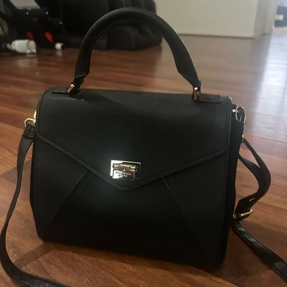 KATE SPADE New York Laurel Wesley Place Suede Leather Satchel Pushlock Close
